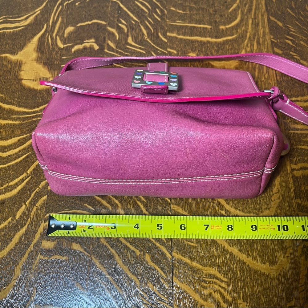 Dooney & Bourke Y2K Pink Leather Shoulder Bag with Buckle hearts - Picture 14 of 15